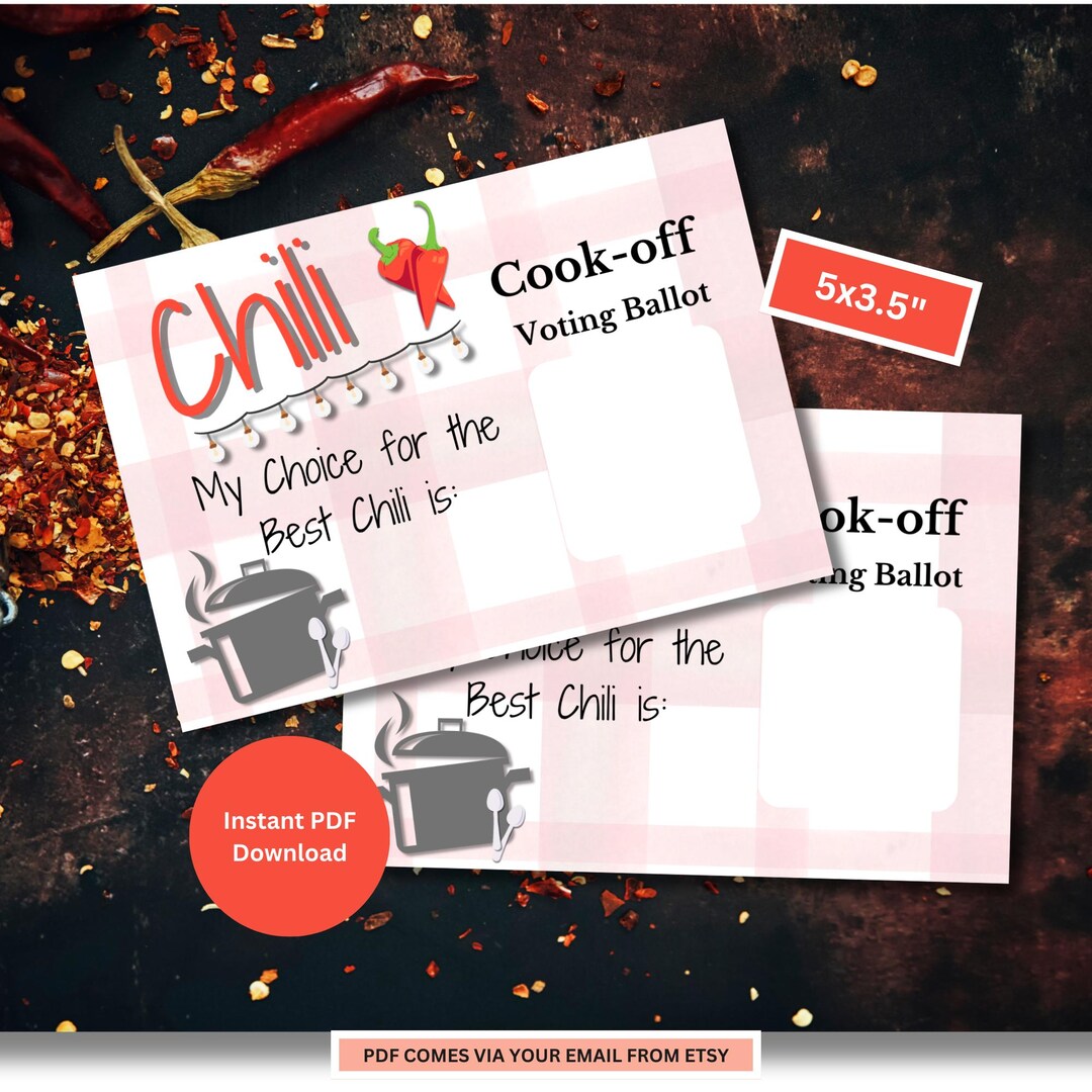 Chili Cookoff Party Voting Ballot Cards Chili Cookoff Chili Cook