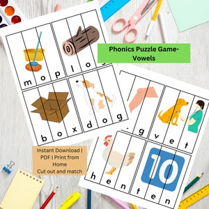 Phonics Puzzles Vowels | CVC Words | Phonics Games | Phonics Activities | CVC Worksheets | Kindergarten Phonics | 1st Grade Phonics Games