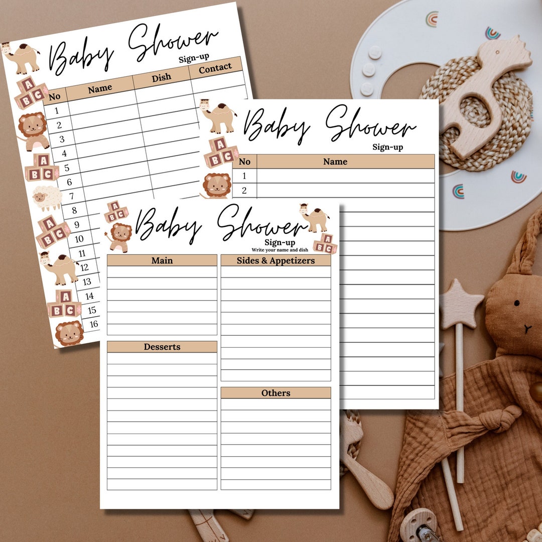 Potluck Sign up Sheet Baby Shower Potluck Sign up Sheet Baby Shower