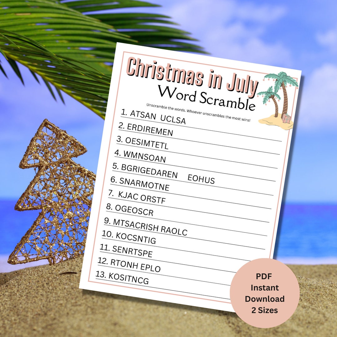 Christmas Word Scramble Christmas in July Games Family Christmas Games