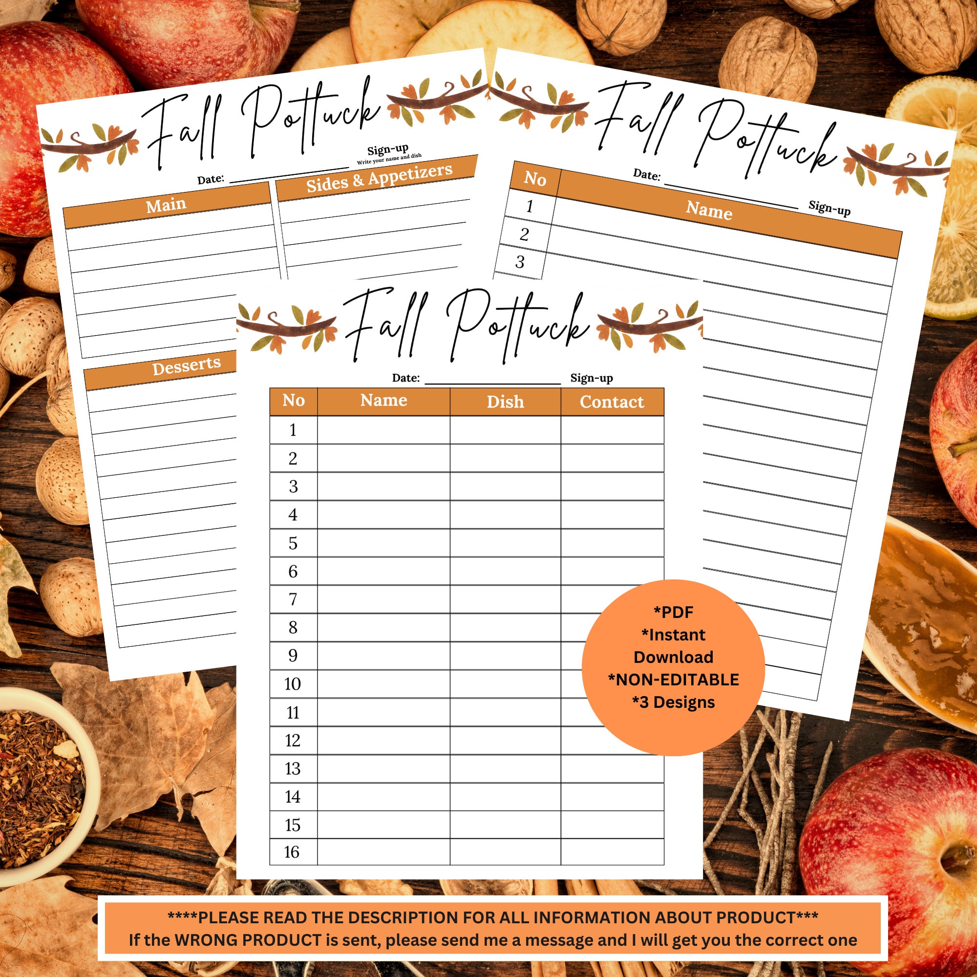 Potluck Sign up Sheet Fall Potluck Sign up Sheet Thanksgiving Potluck