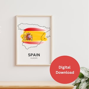 Landkarte von Spanien | Spanien Landkarte | Spanien Landkarte Digitaldruck | Europakarte | Karte von Spanien