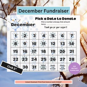 Calendario delle raccolte fondi di dicembre / Raccolta fondi con una data / Raccolta fondi sportiva / Calendario scolastico / Calendario delle raccolte fondi