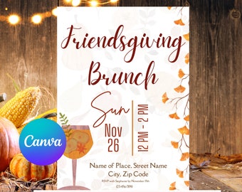 Friendsgiving Brunch Invite Template | Editable Brunch Invitation |Friendsgiving Brunch | Brunch Evite | Brunch Invite | Thanksgiving Brunch