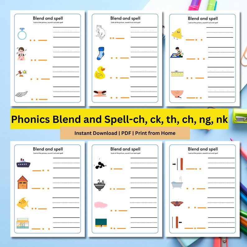 Phonics Worksheets Digraphs CVC Words Phonics Games Etsy