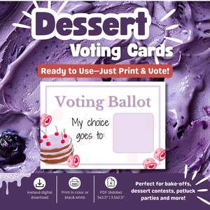 Cartão de votação para sobremesas | Sobremesa de Dia dos Namorados | Competição de biscoitos | Concurso de confeitaria | Eventos escolares para arrecadação de fundos | Troca de sobremesas