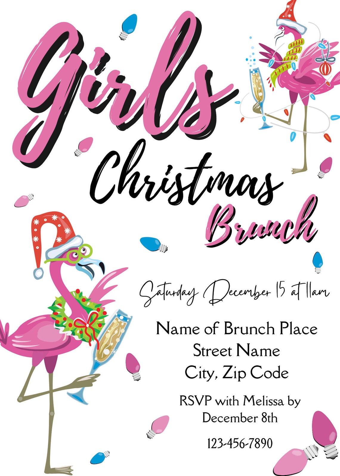 Christmas Brunch Template Girls Christmas Brunch Invite Christmas