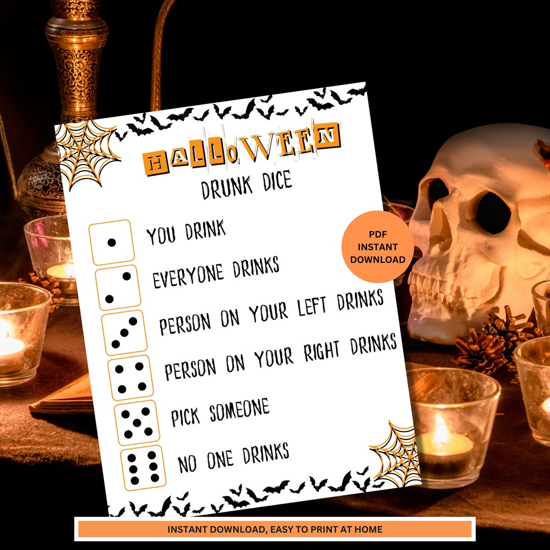 Drunk Dice Halloween Game Halloween Party Game Halloween Activities