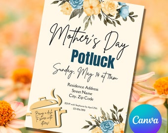 Mother's Day Potluck | Editable Mother's Day Potluck | Mother's Day Invite | Mothers Day Potluck Invitation Evite | Moms Potluck Evite | Mum