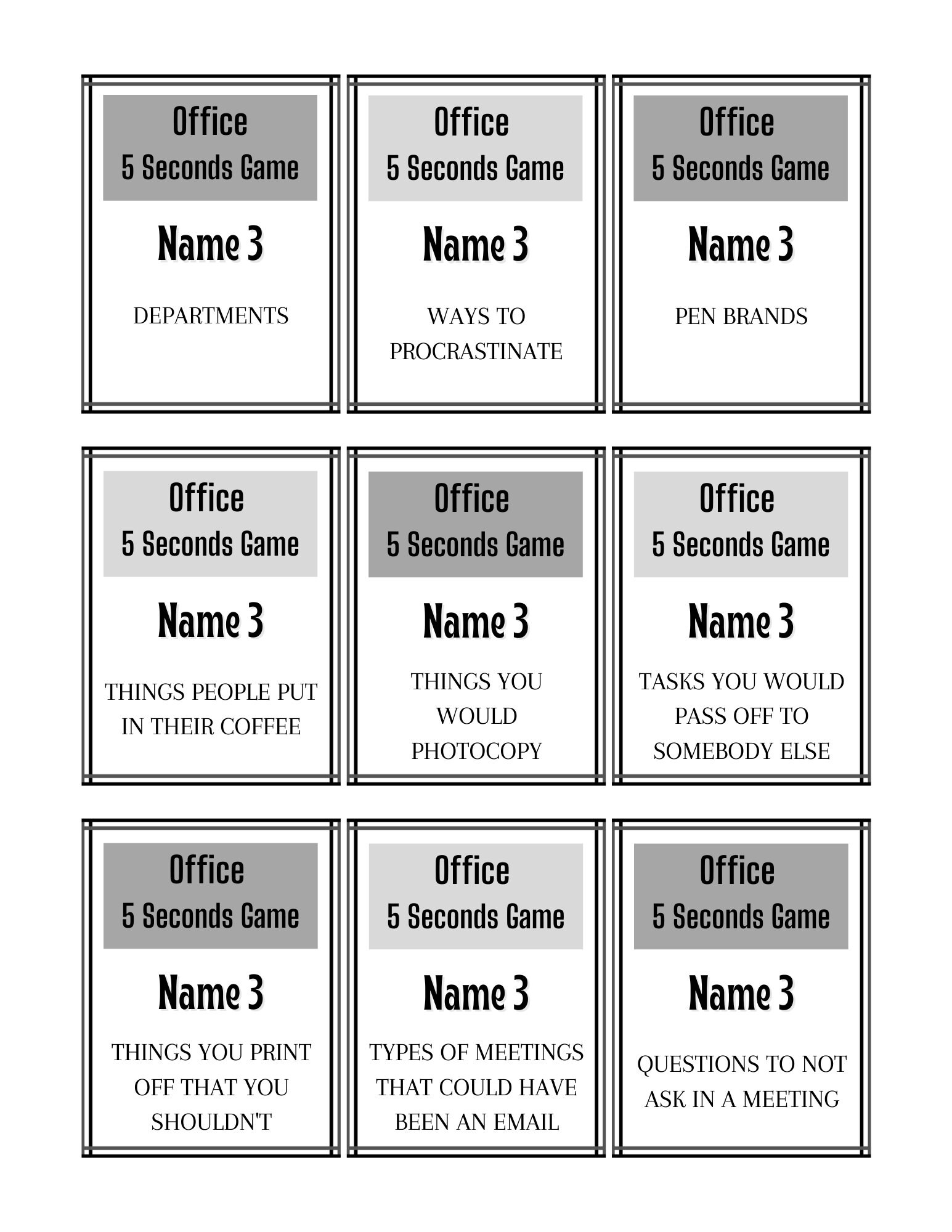 5 Seconds Office Party Game Office Party Game Work Party Games With