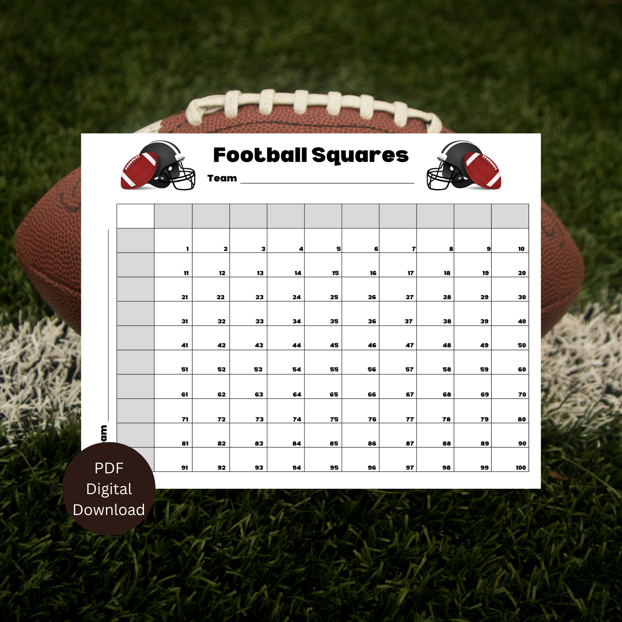 Football Squares | Football Squares | Football Party Game | Football Grid | Printable Square ...
