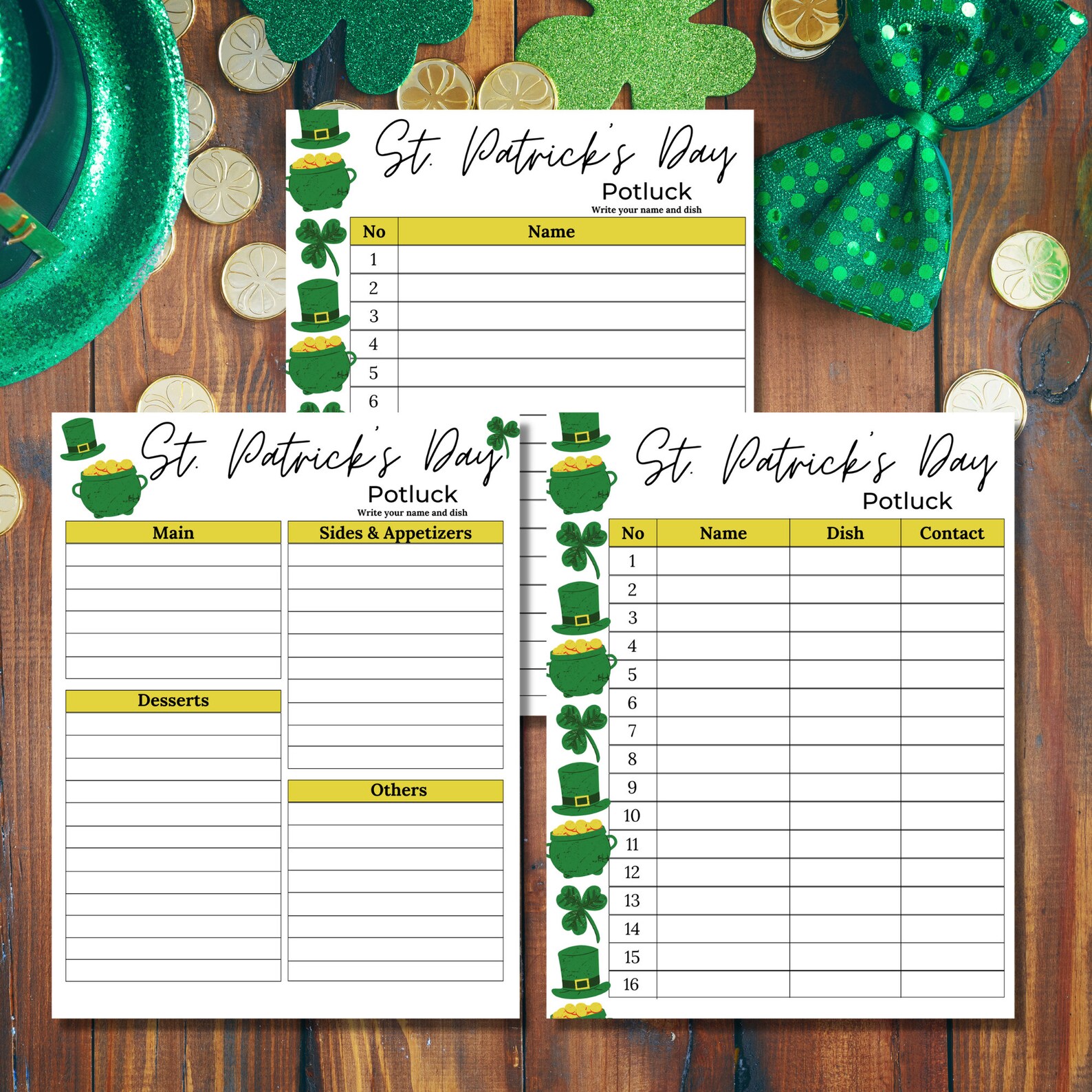 Potluck Sign up Sheet St. Patrick's Potluck Sign up Sheet St. Patrick's ...