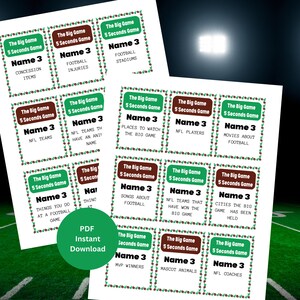 The Big Game Party Games | The Big Game 5 Seconds | Big Game Games | Football Games | Football Party Games | Printable