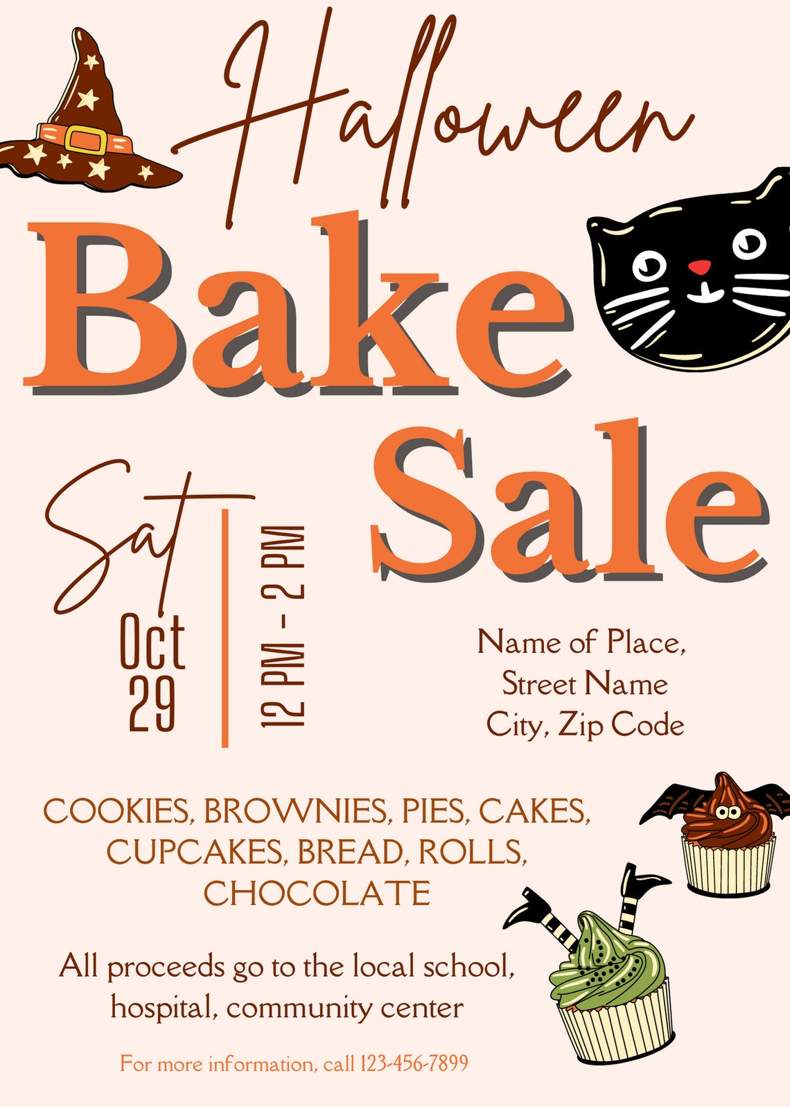Halloween Bake Sale Template | Bake Sale | Dessert | Bake Sale Invite ...