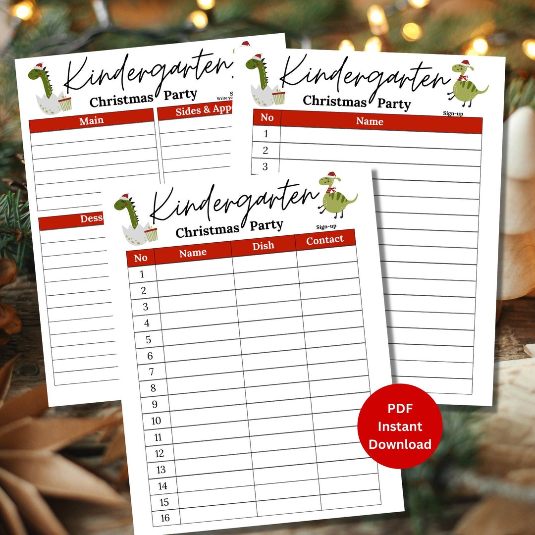 Potluck Sign up Sheet Kindergarten Potluck Sign up Sheet Kindergarten