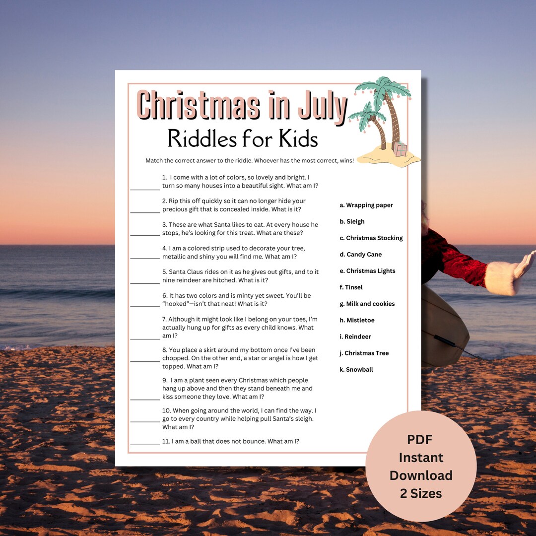 Christmas Riddles for Kids Christmas in July Games Family Christmas