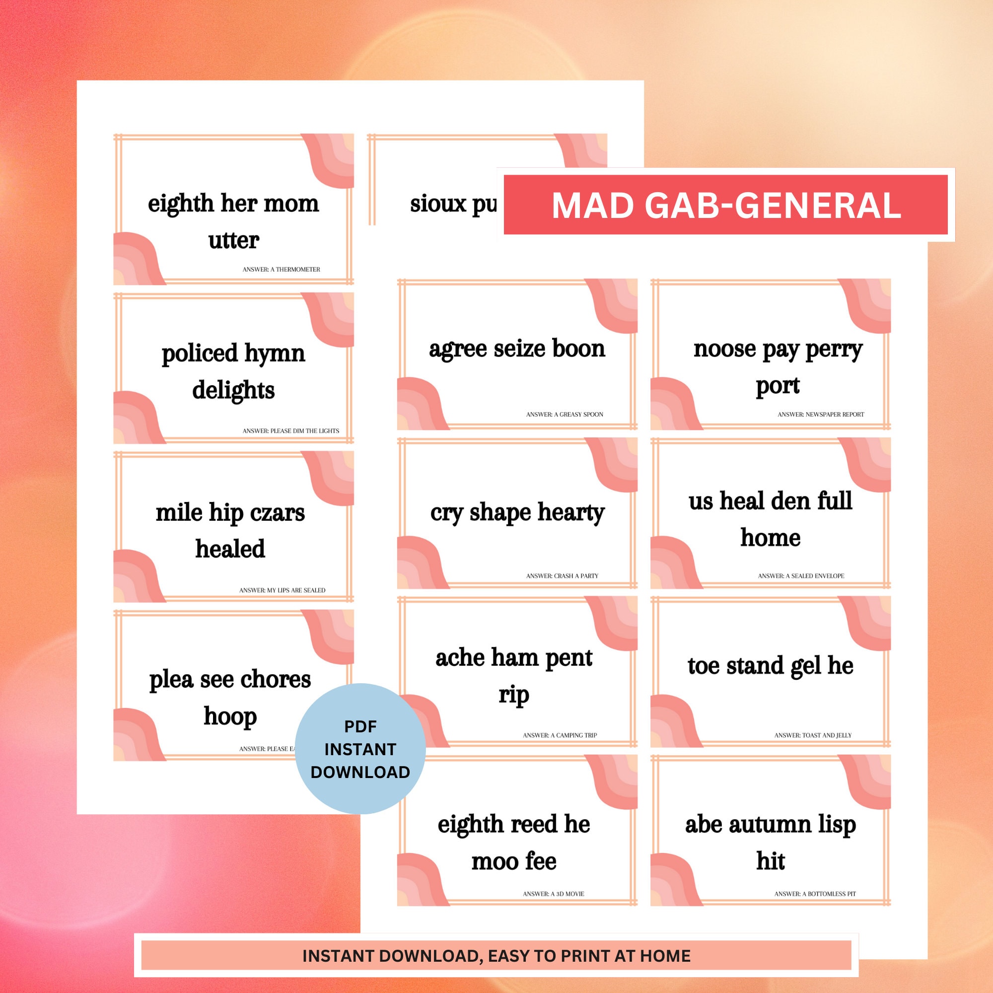 Mad Gab General | Family Games | Adult Games | Birthday Games | Summer Games | Work Office Games | Games for Large Groups | Small Group Game