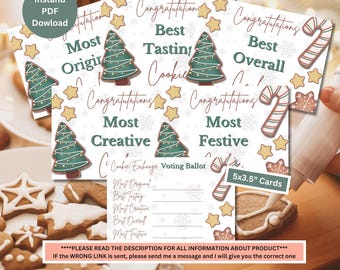 Certificat d'échange de biscuits de Noël et bulletins de vote | Echange de cookies | Récompenses d'échange de cookies| Biscuit des Fêtes | Dessert de Noël