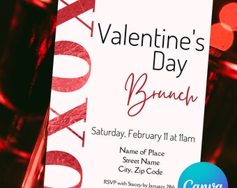Valentine's Day Brunch Invitation Template | Valentine's Day Brunch Invite | Valentine's Day Brunch Editable | Valentine's Brunch Evite