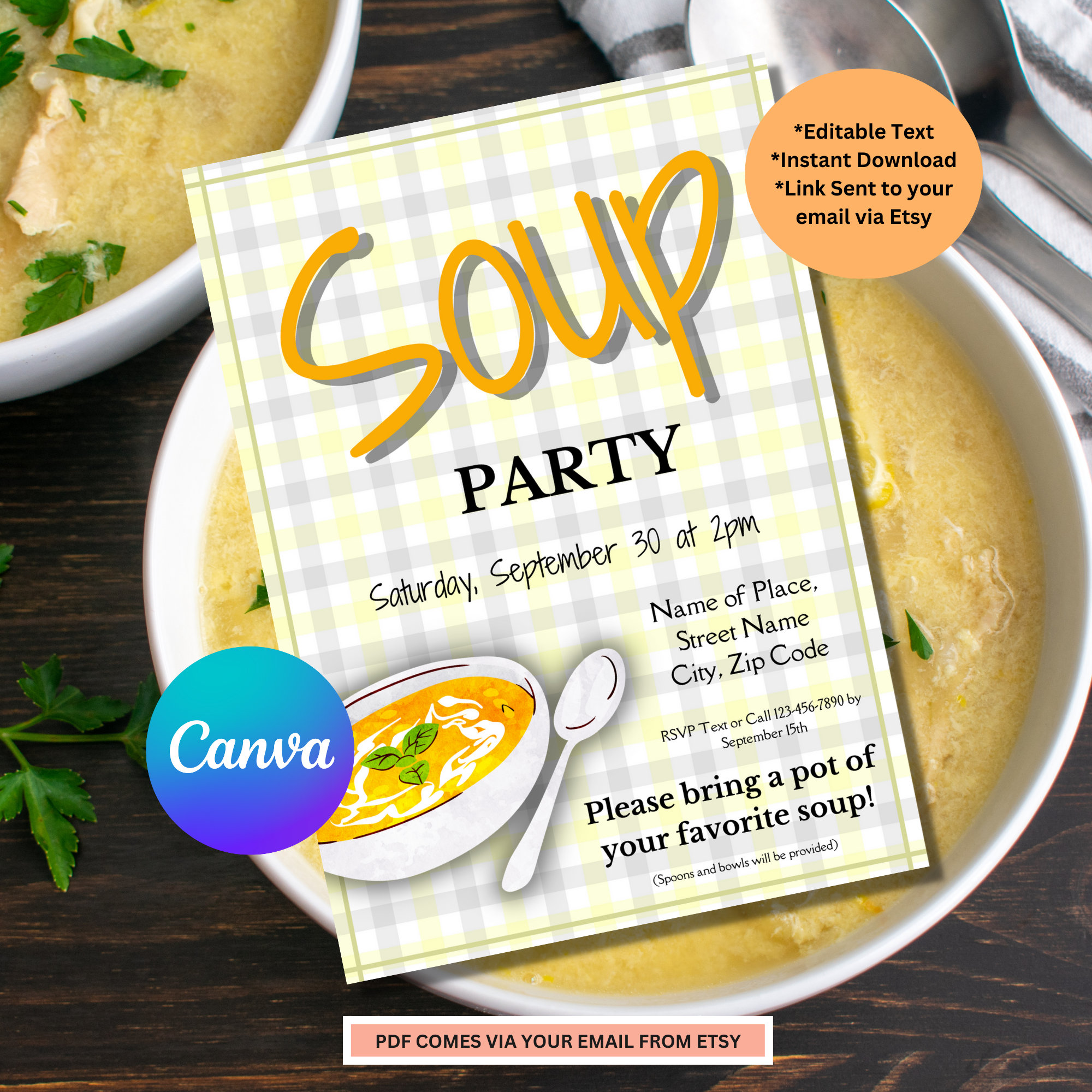 Soup Party Invite Template Editable Soup Party Soup Party Invite Fall