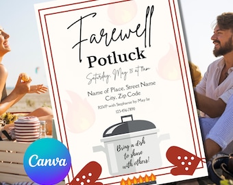 Farewell Potluck Invite Template | Editable Potluck Invitation | Potluck Invite | Potluck Invitation | Potluck Evite | Potluck Party Invite
