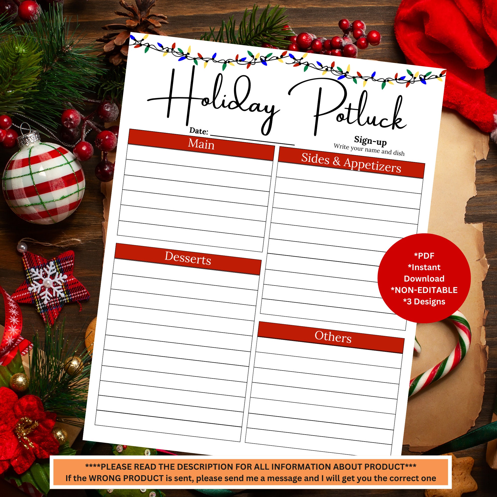 Potluck Sign up Sheet Holiday Potluck Sign up Sheet Holiday Potluck