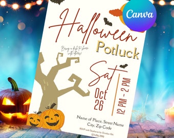 Halloween Potluck Invite Template Editable Potluck Invitation