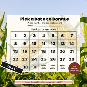 Fall Fundraiser Calendar | Pick a Date Fundraiser | Sports Fundraiser | School Calendar | Fundraising Calendar | Autumn Fundraiser