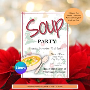 Christmas Soup Party Invite Template | Editable Soup Party | Soup ...