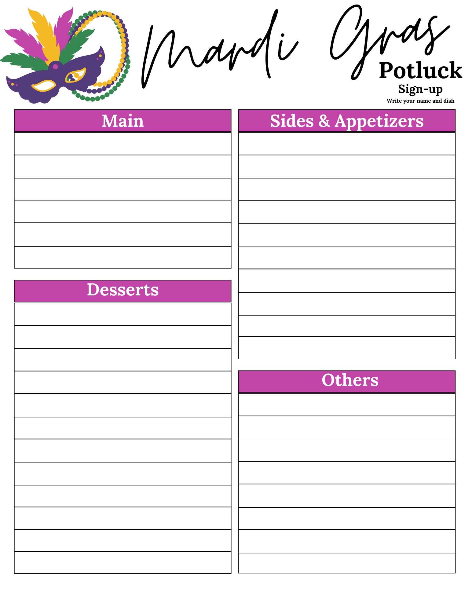 easy mardi gras potluck ideas