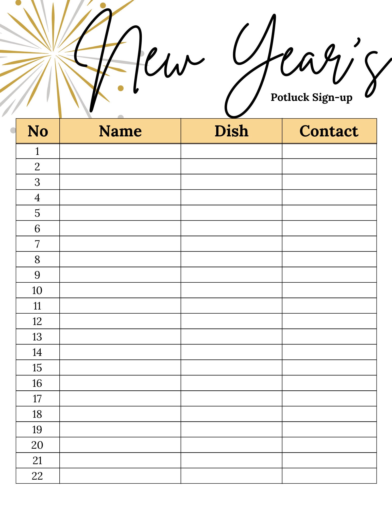 Editable Potluck Sign Up Sheet Printable Friendsgiving Potluck Sign Up