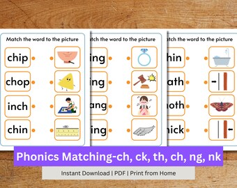 Phonics Worksheets Digraphs | Mots CVC | Jeux de Phonics | Activités Phonics | Feuilles de travail CVC | La phonétique de la maternelle | Feuilles de travail pour la 1re année