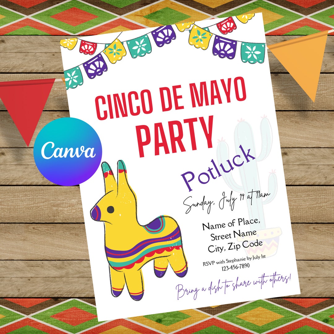 Cinco De Mayo Potluck Invitation Template Cinco De Mayo Party Potluck