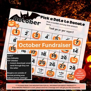 Calendario delle raccolte fondi di ottobre / Raccolta fondi con scelta di una data / Raccolta fondi sportiva / Calendario scolastico / Calendario delle raccolte fondi