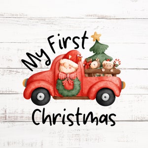 My First Christmas PNG | My 1st Christmas PNG | Baby's First Christmas | Baby Boys First Christmas | My First Christmas Santa Red Truck