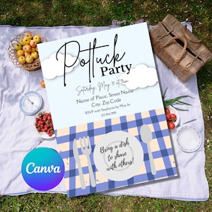 Potluck Invite Template | Editable Potluck Invitation | Potluck Invite | Potluck Invitation | Potluck Evite | Potluck Party Invite
