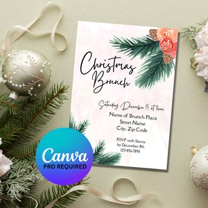 Christmas Brunch Template pink | Editable Christmas Brunch | Christmas Brunch Invite | Christmas Brunch Invitation | Christmas Brunch Evite