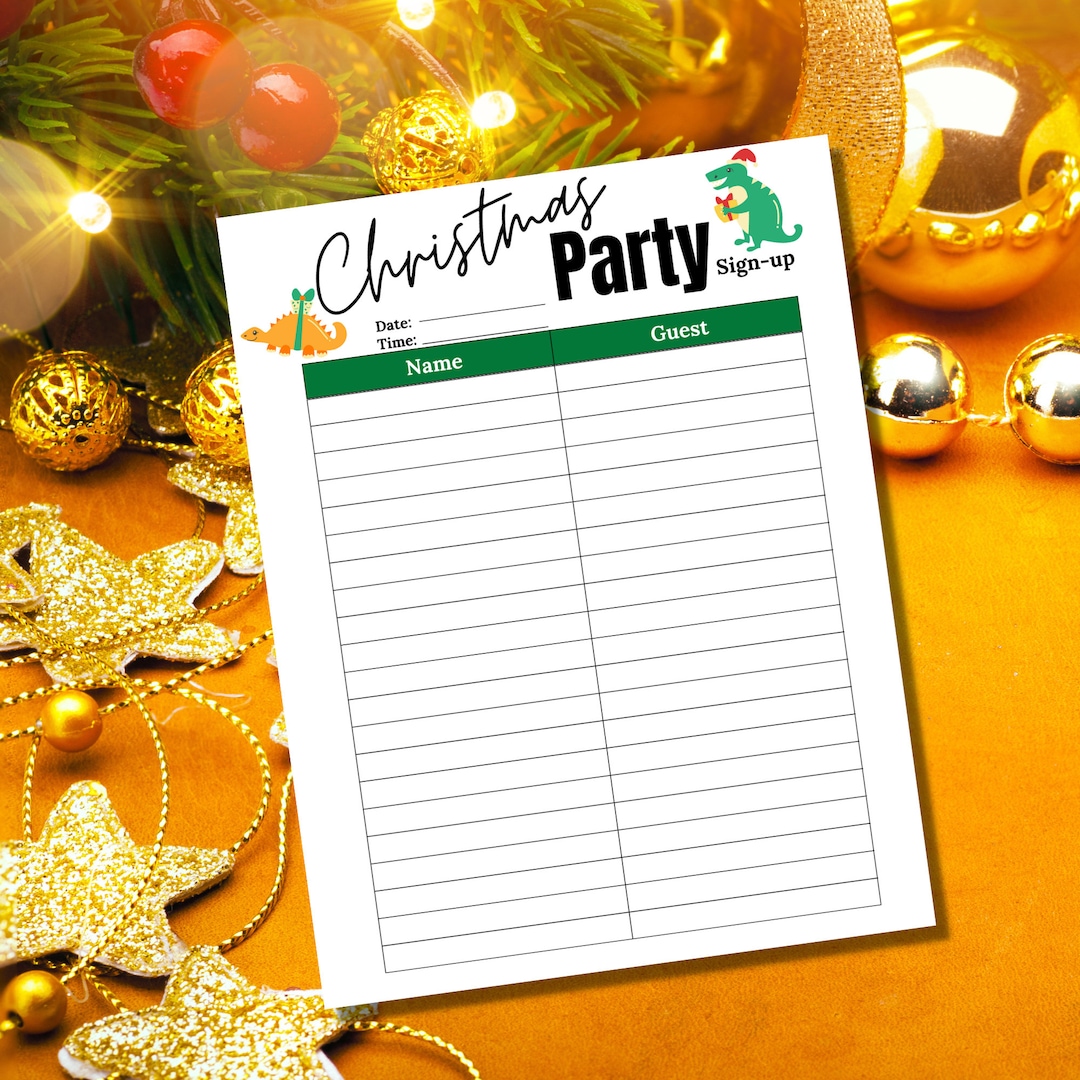 Christmas Party Sign up Sheet Christmas Sign up Party Sign up Sheet