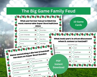 The Big Game Party Games | The Big Game Family Feud | Big Game Games | Football Games | Football Party Games | Printable