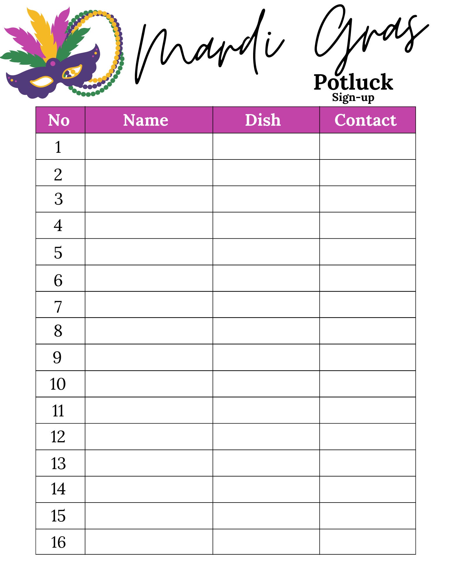 easy mardi gras potluck ideas