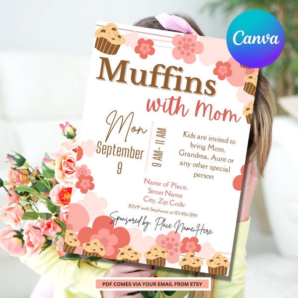 Muffins With Mom Invitation Template | Mother's Day Invitation | Mother's Day Event | Event for Mom | Muffins with Mom Flyer | Mother's Day