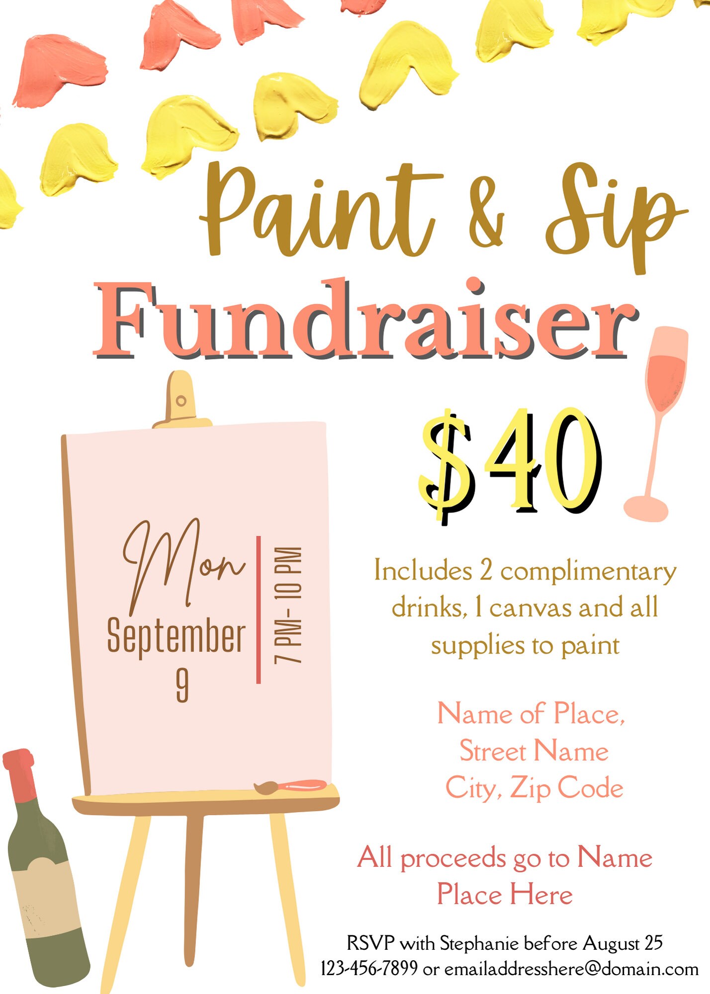 Paint and Sip Fundraiser Invitation Template Sip & Paint Invite