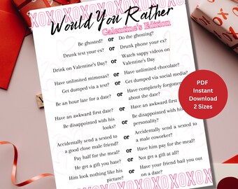 Would You Rather Galentine's Game | Galentine's Game | Galentines Day Games | Printable Galentine's Game | Galentine's Day Party Games