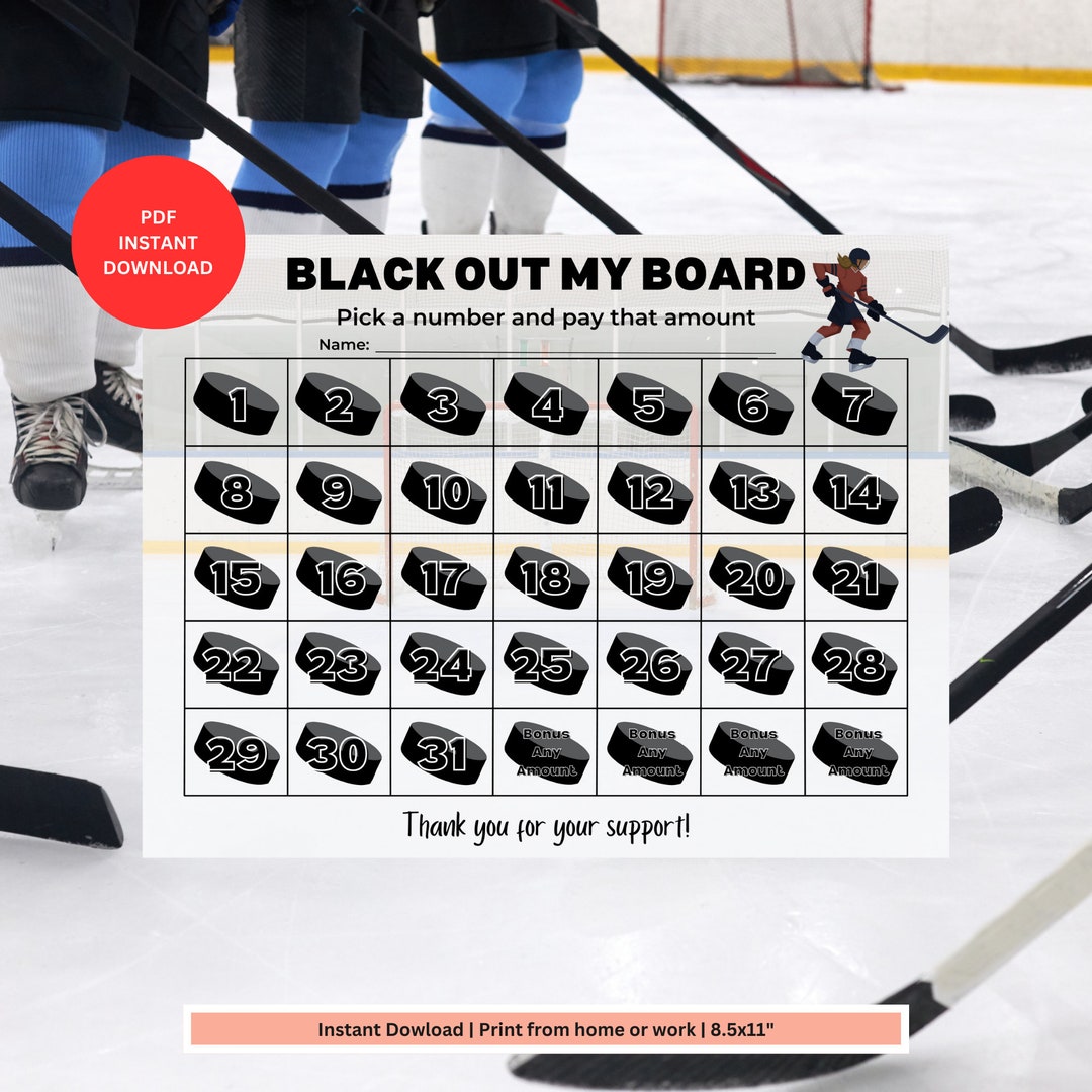 Hockey Girl Fundraiser Calendar Pick a Date Fundraiser Sport Fundraiser Sport Calendar