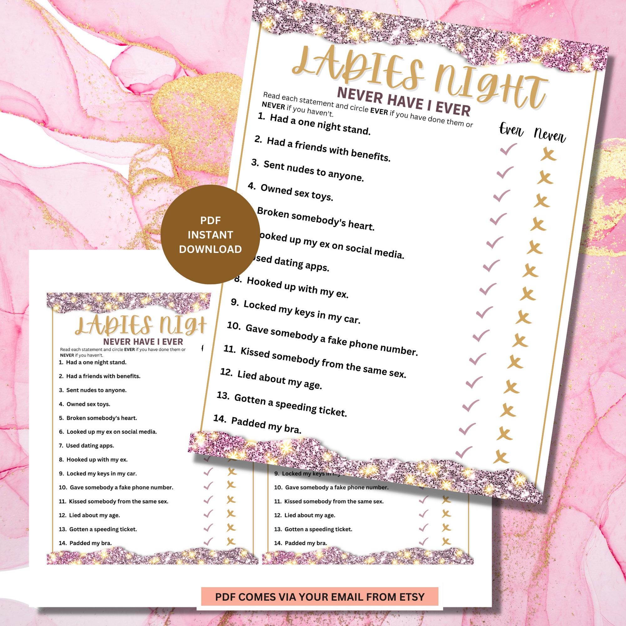 Never Have I Ever Ladies Night Out Games Girls Night Out Etsy