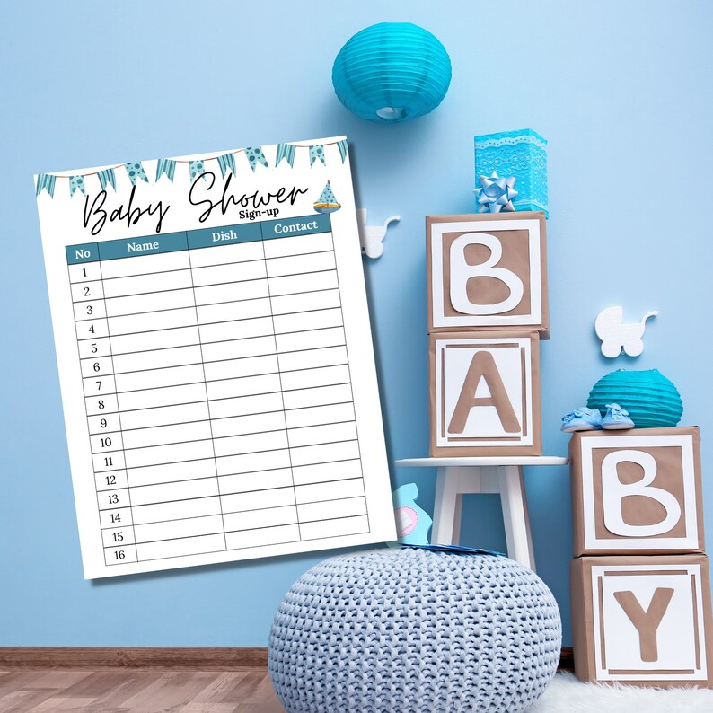 Potluck Sign up Sheet Baby Shower Potluck Sign up Sheet Baby Shower