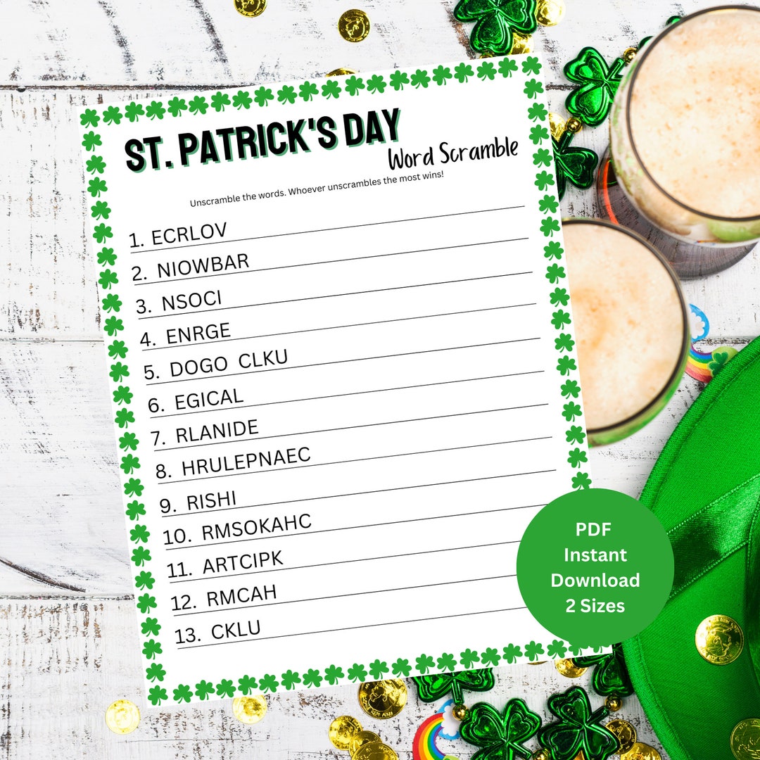 St. Patrick's Day Word Scramble | St. Patrick's Day Games | Family St ...