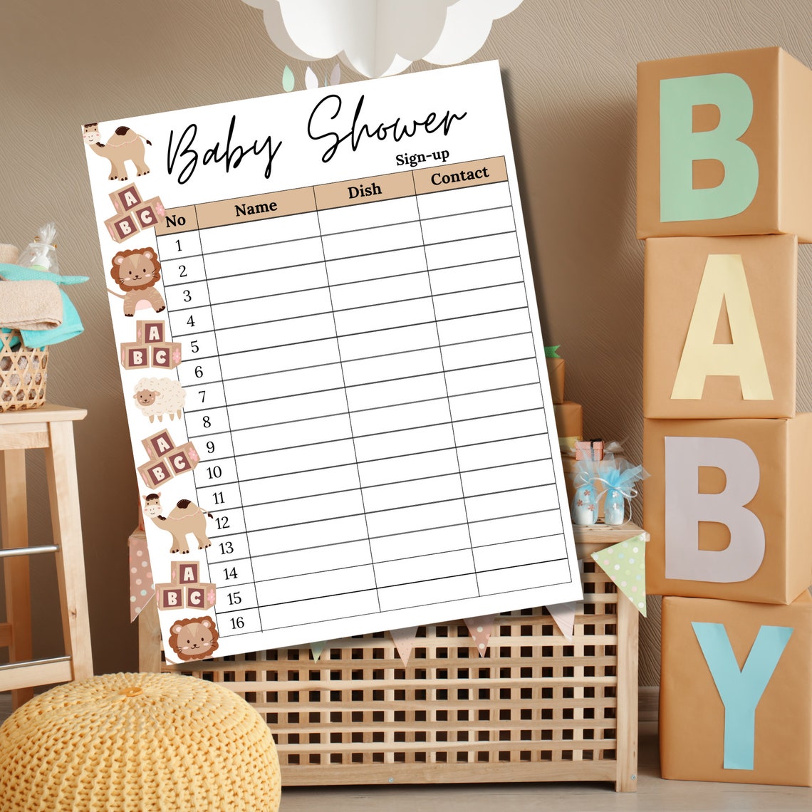 Potluck Sign up Sheet Baby Shower Potluck Sign up Sheet Baby Shower