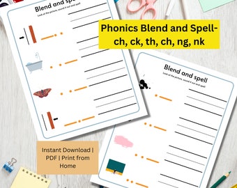 Phonics Worksheets Digraphs | CVC Words | Phonics Games | Phonics Activities| CVC Worksheets | Kindergarten Phonics | 1st Grade Worksheets