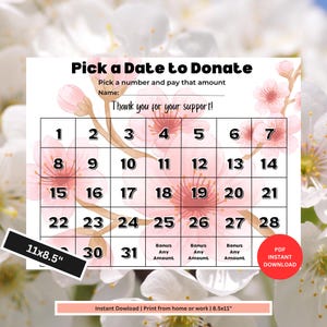 Spring Fundraiser Calendar | Pick a Date Fundraiser | Sports Fundraiser | School Calendar | Fundraising Calendar | Flower Fundraiser